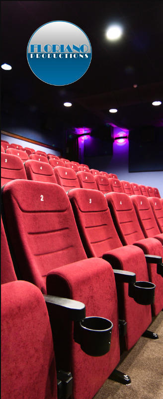 Red numbered seats in movie theater